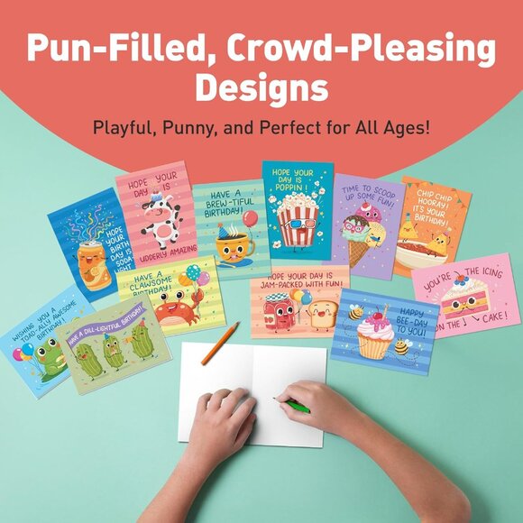 Funny Birthday Cards Bulk Set 24 Punny Cards with Envelopes for All Ages - Picture 4 of 7
